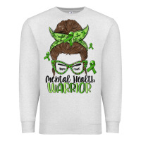 Oatmeal Heather messy bun mental health warrior Premium Sweatshirt - MaliasSmallBusiness
