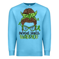 Ocean Blue messy bun mental health warrior Premium Sweatshirt - MaliasSmallBusiness