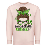 Pale Pink messy bun mental health warrior Premium Sweatshirt - MaliasSmallBusiness