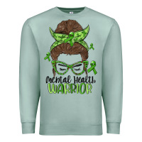 Seafoam messy bun mental health warrior Premium Sweatshirt - MaliasSmallBusiness