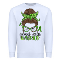 White messy bun mental health warrior Premium Sweatshirt - MaliasSmallBusiness