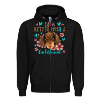 Black life is better with a dachshund Zipper Hoodie - Jasminsmagicworld