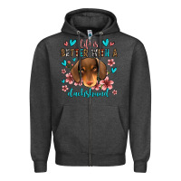 Charcoal Heather life is better with a dachshund Zipper Hoodie - Jasminsmagicworld