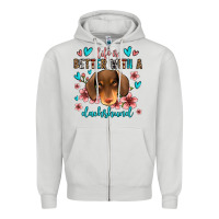 Dove Grey life is better with a dachshund Zipper Hoodie - Jasminsmagicworld