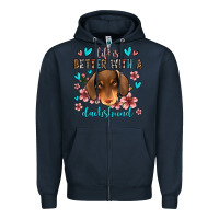 Navy life is better with a dachshund Zipper Hoodie - Jasminsmagicworld