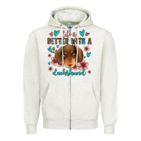 Oatmeal Heather life is better with a dachshund Zipper Hoodie - Jasminsmagicworld