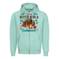 Seafoam life is better with a dachshund Zipper Hoodie - Jasminsmagicworld