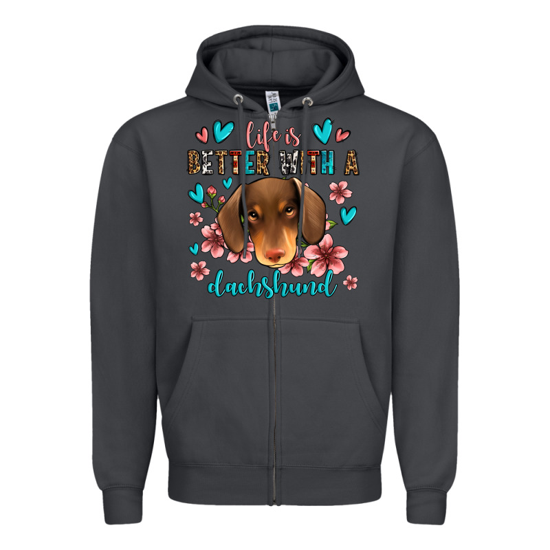 Life Is Better With A Dachshund Zipper Hoodie by Jasminsmagicworld | Teevron