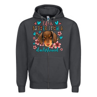 Smoke life is better with a dachshund Zipper Hoodie - Jasminsmagicworld