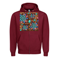 Burgundy 4th of july turquoise gemstone seamless pattern Zipper Hoodie - BundleAndBundleShop