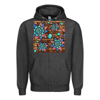 Charcoal Heather 4th of july turquoise gemstone seamless pattern Zipper Hoodie - BundleAndBundleShop