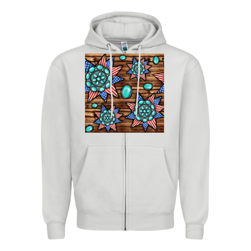 4th Of July Turquoise Gemstone Seamless Pattern Zipper Hoodie by BundleAndBundleShop | Teevron