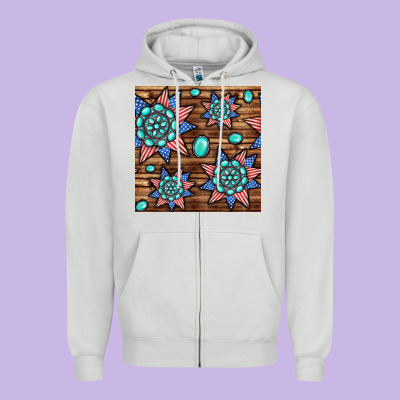 4th Of July Turquoise Gemstone Seamless Pattern Zipper Hoodie Designed By Bundleandbundleshop