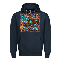 Navy 4th of july turquoise gemstone seamless pattern Zipper Hoodie - BundleAndBundleShop