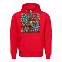 Red 4th of july turquoise gemstone seamless pattern Zipper Hoodie - BundleAndBundleShop