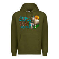 Army Green Small Town Mama With Sheeps Premium Hoodie - BundleAndBundleShop