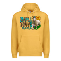 Mustard Small Town Mama With Sheeps Premium Hoodie - BundleAndBundleShop