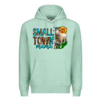 Seafoam Small Town Mama With Sheeps Premium Hoodie - BundleAndBundleShop