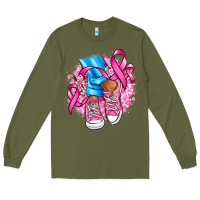 Army Green cancer ribbon pink converse and flowers Long Sleeve Tee - AdoDesignShop