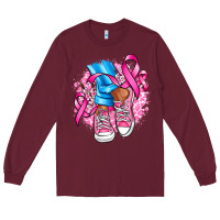 Burgundy cancer ribbon pink converse and flowers Long Sleeve Tee - AdoDesignShop