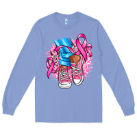 Colony Blue cancer ribbon pink converse and flowers Long Sleeve Tee - AdoDesignShop