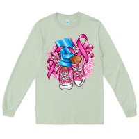 Matcha cancer ribbon pink converse and flowers Long Sleeve Tee - AdoDesignShop