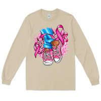 Mushroom cancer ribbon pink converse and flowers Long Sleeve Tee - AdoDesignShop