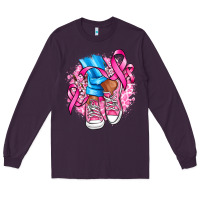 Plum cancer ribbon pink converse and flowers Long Sleeve Tee - AdoDesignShop