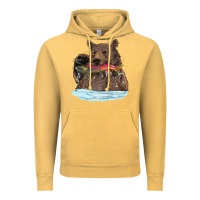 Vintage Mustard mama bear haunting fish Vintage Hoodie - RanaPortraitStore