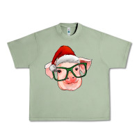 Oil Green christmas pig with santa claus hat Urban Heavy Tee - RanaPortraitStore
