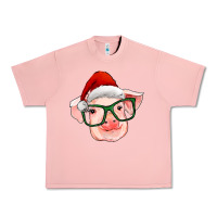 Christmas Pig With Santa Claus Hat Urban Heavy Tee | Teevron