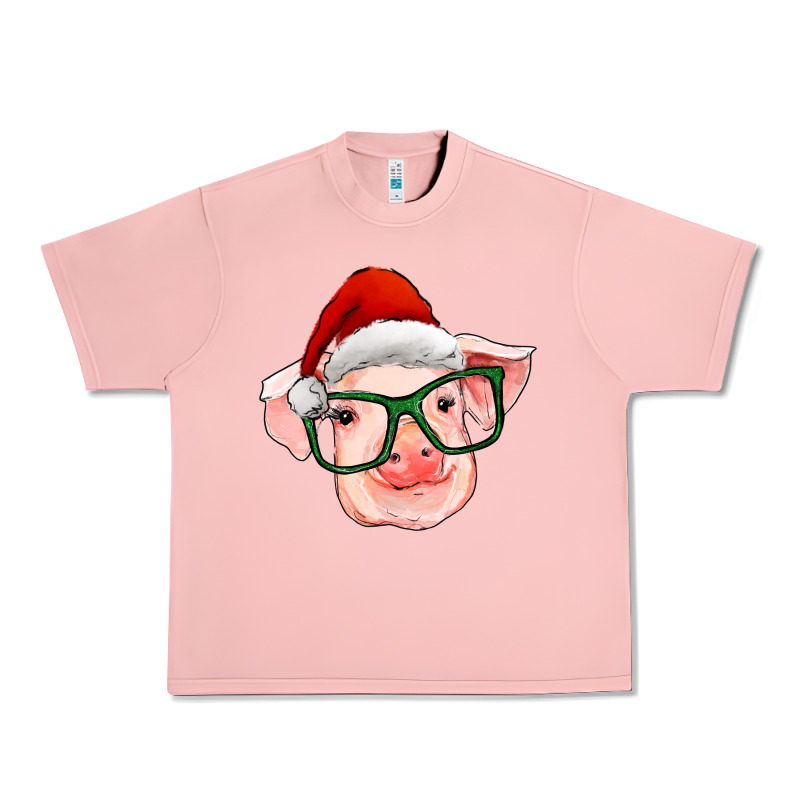 Christmas Pig With Santa Claus Hat Urban Heavy Tee by RanaPortraitStore | Teevron