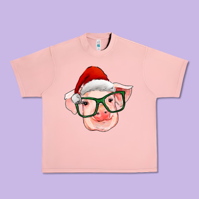 Christmas Pig With Santa Claus Hat Urban Heavy Tee Designed By Ranaportraitstore