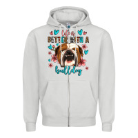 Dove Grey life is better with a bulldog Zipper Hoodie - Jasminsmagicworld