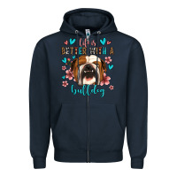 Navy life is better with a bulldog Zipper Hoodie - Jasminsmagicworld