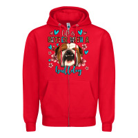 Red life is better with a bulldog Zipper Hoodie - Jasminsmagicworld
