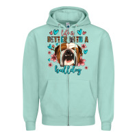 Seafoam life is better with a bulldog Zipper Hoodie - Jasminsmagicworld