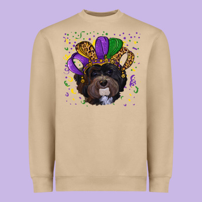 Heavyweight Sweatshirt mardi gras hat havanese dog