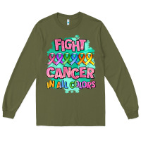 Army Green fight cancer in all colors Long Sleeve Tee - AdoDesignShop