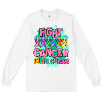 White fight cancer in all colors Long Sleeve Tee - AdoDesignShop