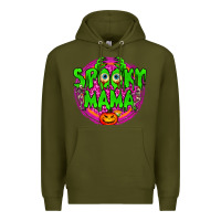 Army Green Spooky Mama Premium Hoodie - BundleAndBundleShop