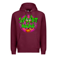 Burgundy Spooky Mama Premium Hoodie - BundleAndBundleShop