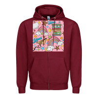 Burgundy school with rainbow seamless pattern Zipper Hoodie - BundleAndBundleShop