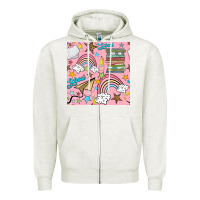 Oatmeal Heather school with rainbow seamless pattern Zipper Hoodie - BundleAndBundleShop