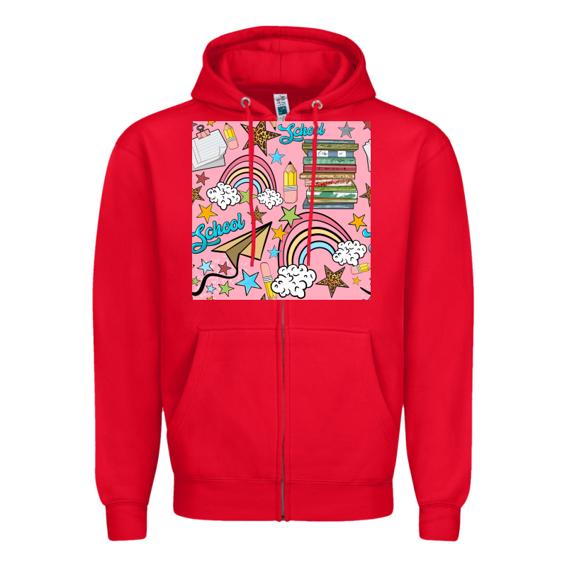 School With Rainbow Seamless Pattern Zipper Hoodie by BundleAndBundleShop | Teevron