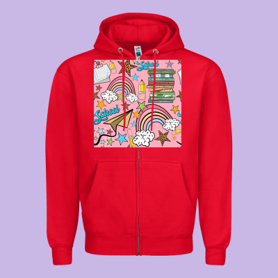 School With Rainbow Seamless Pattern Zipper Hoodie Designed By Bundleandbundleshop