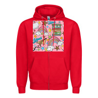 Red school with rainbow seamless pattern Zipper Hoodie - BundleAndBundleShop