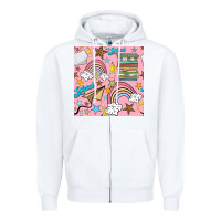 White school with rainbow seamless pattern Zipper Hoodie - BundleAndBundleShop