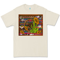 Bone cactus and sunflowers with old wheel serape leopard cowhide background Premium Tee - Artiststas