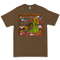Cacao cactus and sunflowers with old wheel serape leopard cowhide background Premium Tee - Artiststas